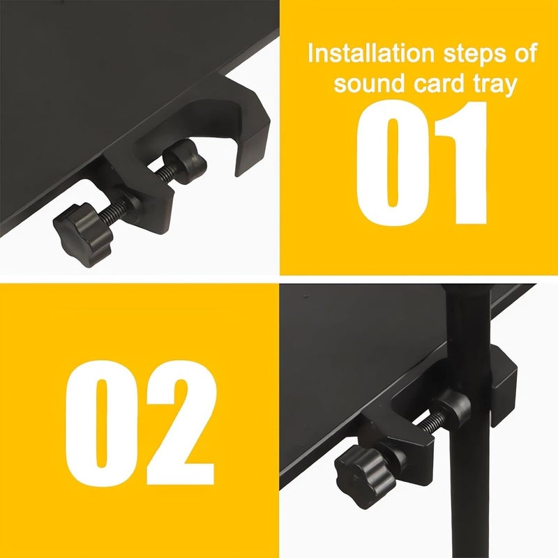 RTNLIT Microphone Stand Tray, Clamp On Firm Rack Tray Holder with 4.5 Pound Weight Capacity Adjustable Mic Stand Shelf for Live Streaming, Stage, Music Sheet, Karaoke, Recording, Podcast (7.9" × 5.5") - Image 5